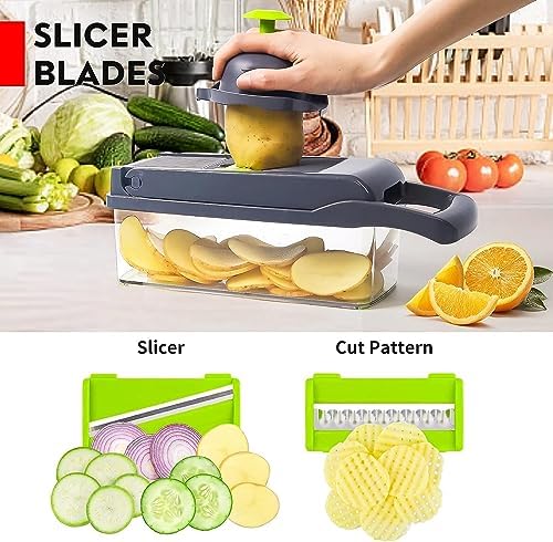 16-in-1 Manual Vegetable Chopper Set, With 8 Blades, Container, Peeler And Filter, Easy Meal Preparation, Professional Onion, Carrot And Garlic Slicer, Kitchen Supplies