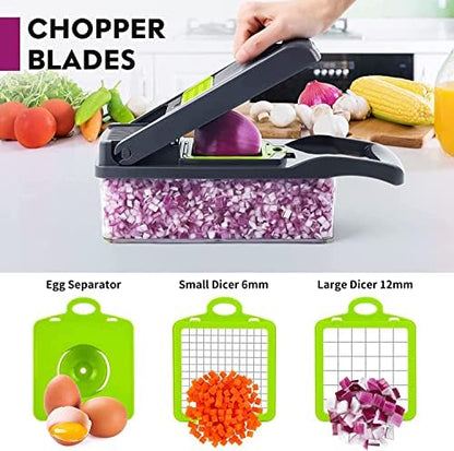 16-in-1 Manual Vegetable Chopper Set, With 8 Blades, Container, Peeler And Filter, Easy Meal Preparation, Professional Onion, Carrot And Garlic Slicer, Kitchen Supplies