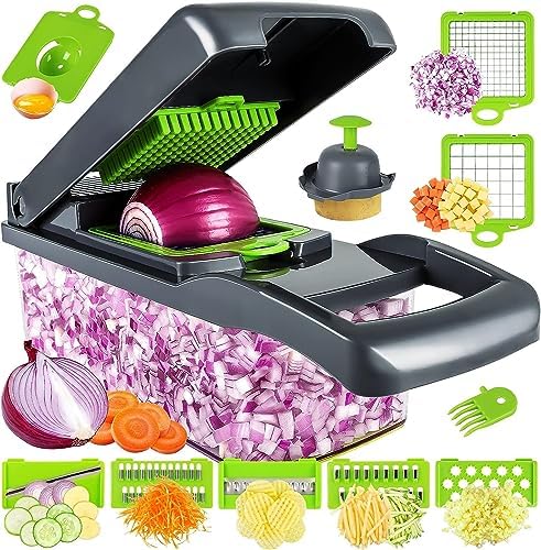 16-in-1 Manual Vegetable Chopper Set, With 8 Blades, Container, Peeler And Filter, Easy Meal Preparation, Professional Onion, Carrot And Garlic Slicer, Kitchen Supplies