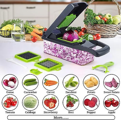 16-in-1 Manual Vegetable Chopper Set, With 8 Blades, Container, Peeler And Filter, Easy Meal Preparation, Professional Onion, Carrot And Garlic Slicer, Kitchen Supplies